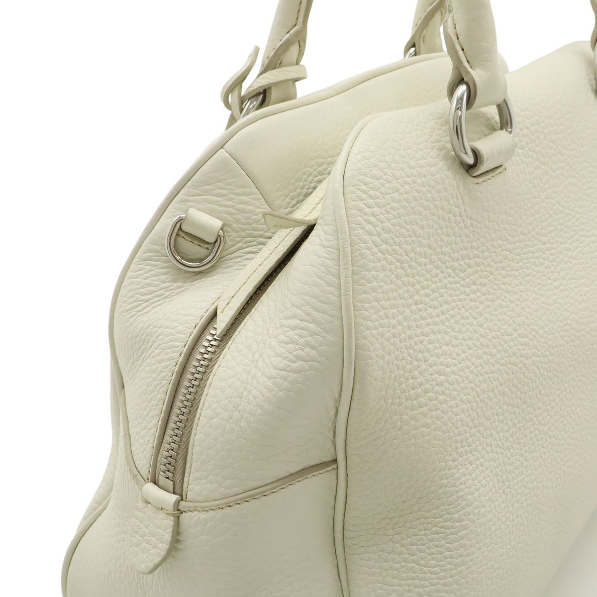 Prada Vitello Phenix Handbag Leather White Silver — view 7