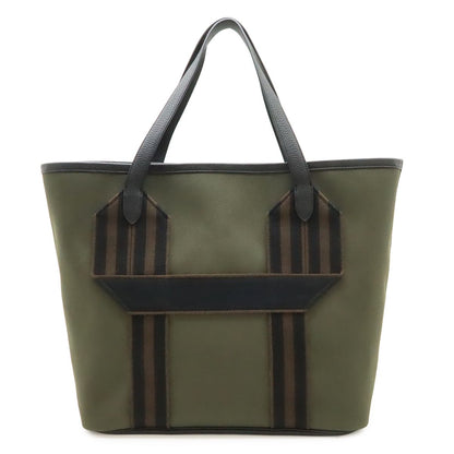 Hermes Pursangle 35 Tote Large Shoulder Bag Canvas Leather Khaki Black Brown