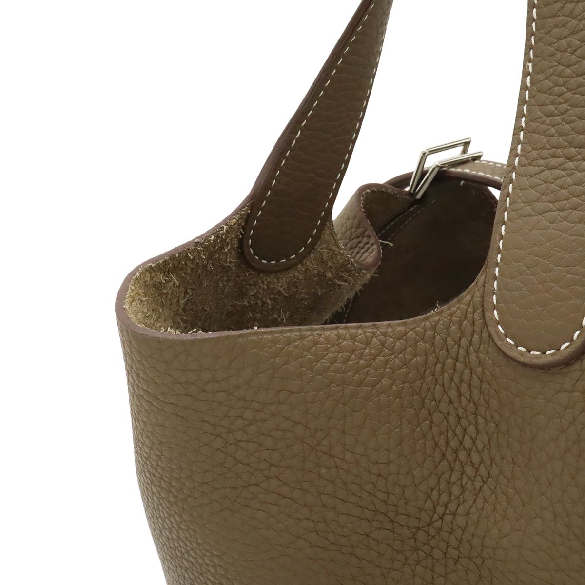 Hermes Picotin Lock MM Tote Taurillon Clemence Leather Etoupe Silver — view 6