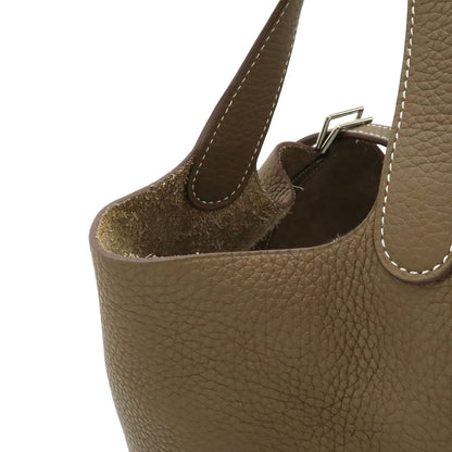Hermes Picotin Lock MM Tote Taurillon Clemence Leather Etoupe Silver — view 6
