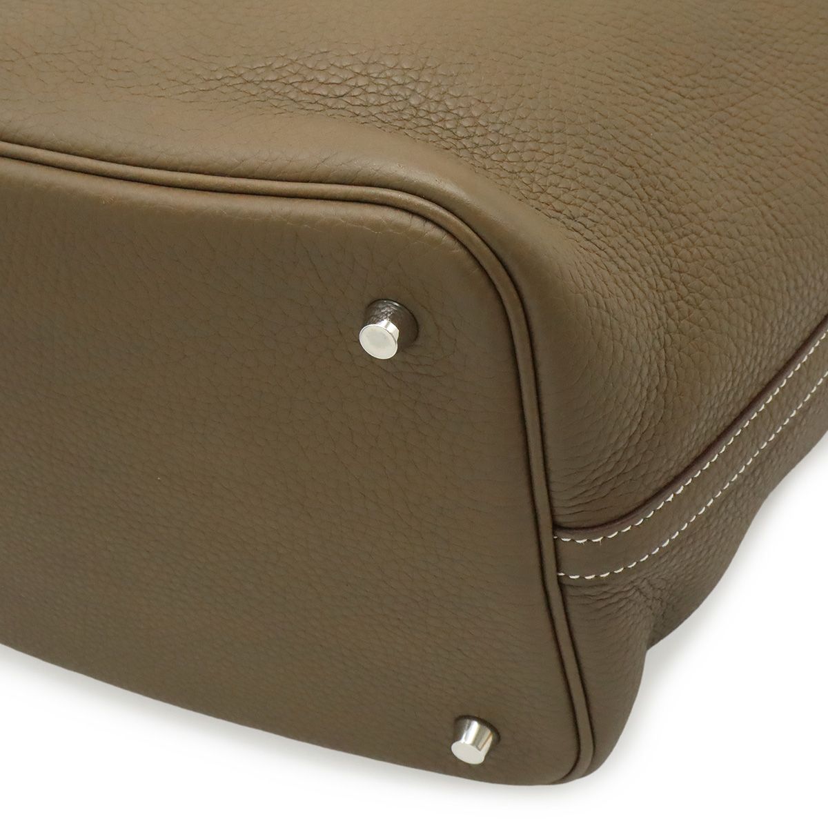 Hermes Picotin Lock MM Tote Taurillon Clemence Leather Etoupe Silver — view 3