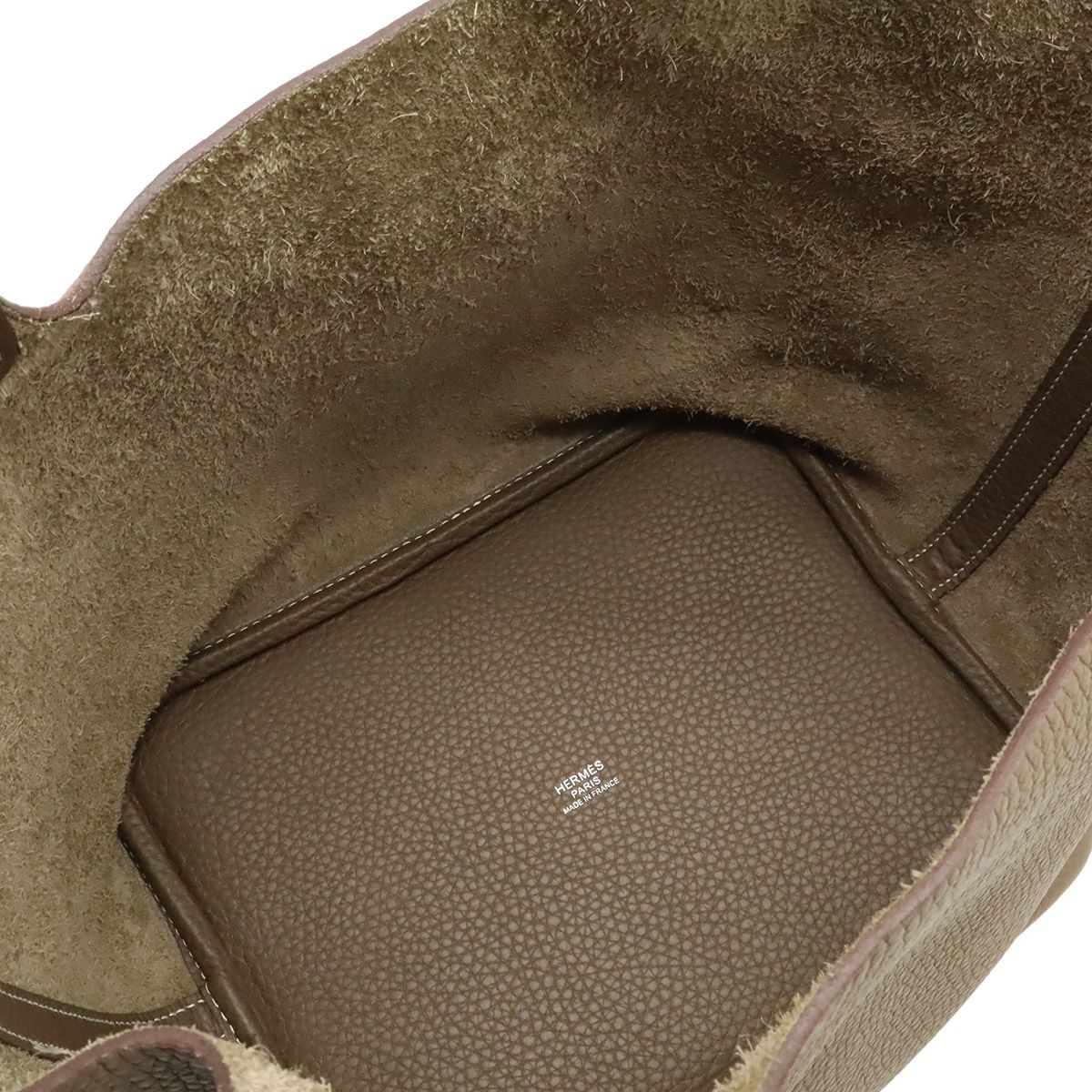 Hermes Picotin Lock MM Tote Taurillon Clemence Leather Etoupe Silver — view 5