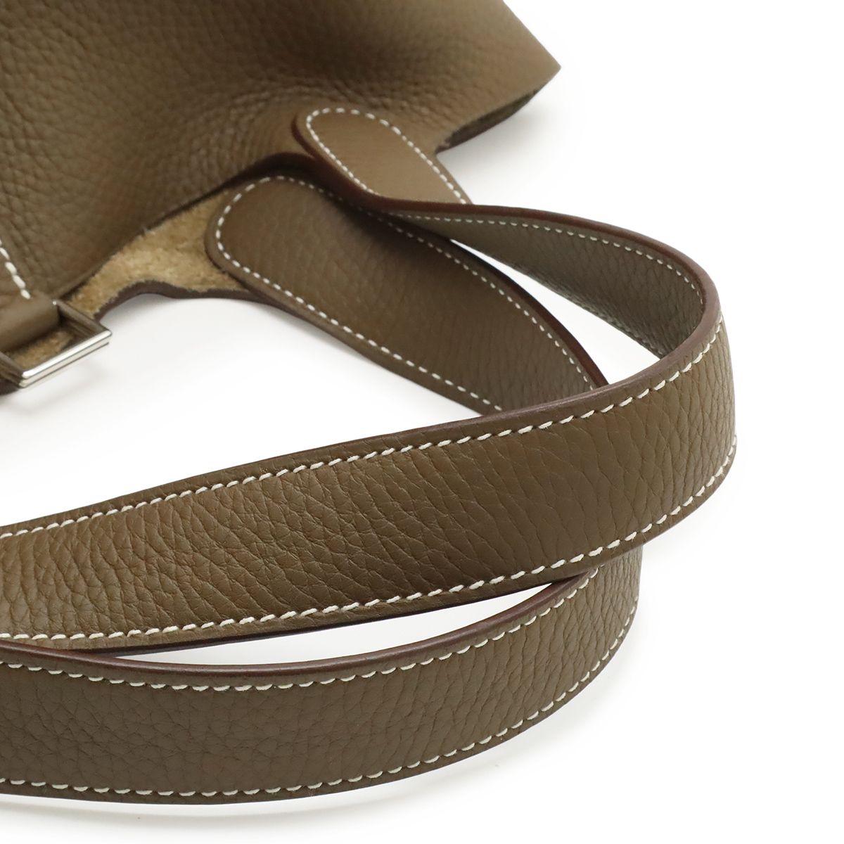 Hermes Picotin Lock MM Tote Taurillon Clemence Leather Etoupe Silver — view 4