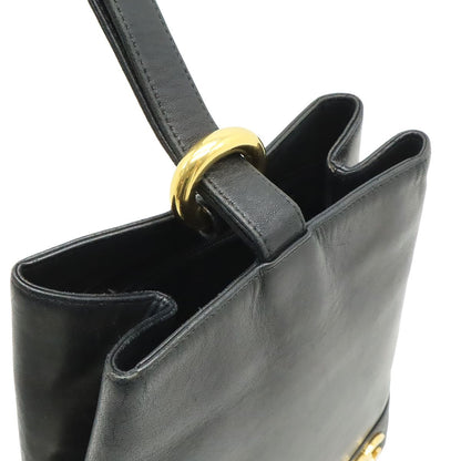 Chanel CC Logo Shoulder Bag Pochette Crossbody Lambskin Leather Black Gold — view 5