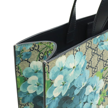 Gucci GG Blue Musu Tote Vertical Handbag Leather Flower Floral Pattern Beige — view 6