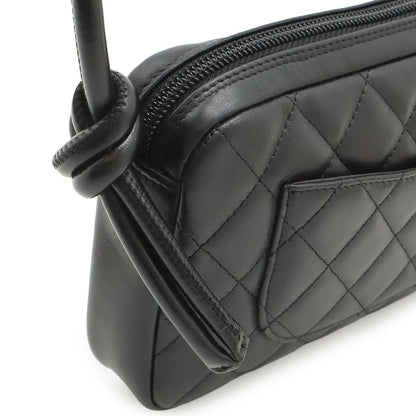Chanel Cambon Line CC Logo Pouch Shoulder Bag Leather Black Silver — view 4