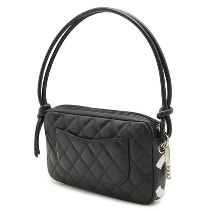 Chanel Cambon Line CC Logo Pouch Shoulder Bag Leather Black Silver — view 2