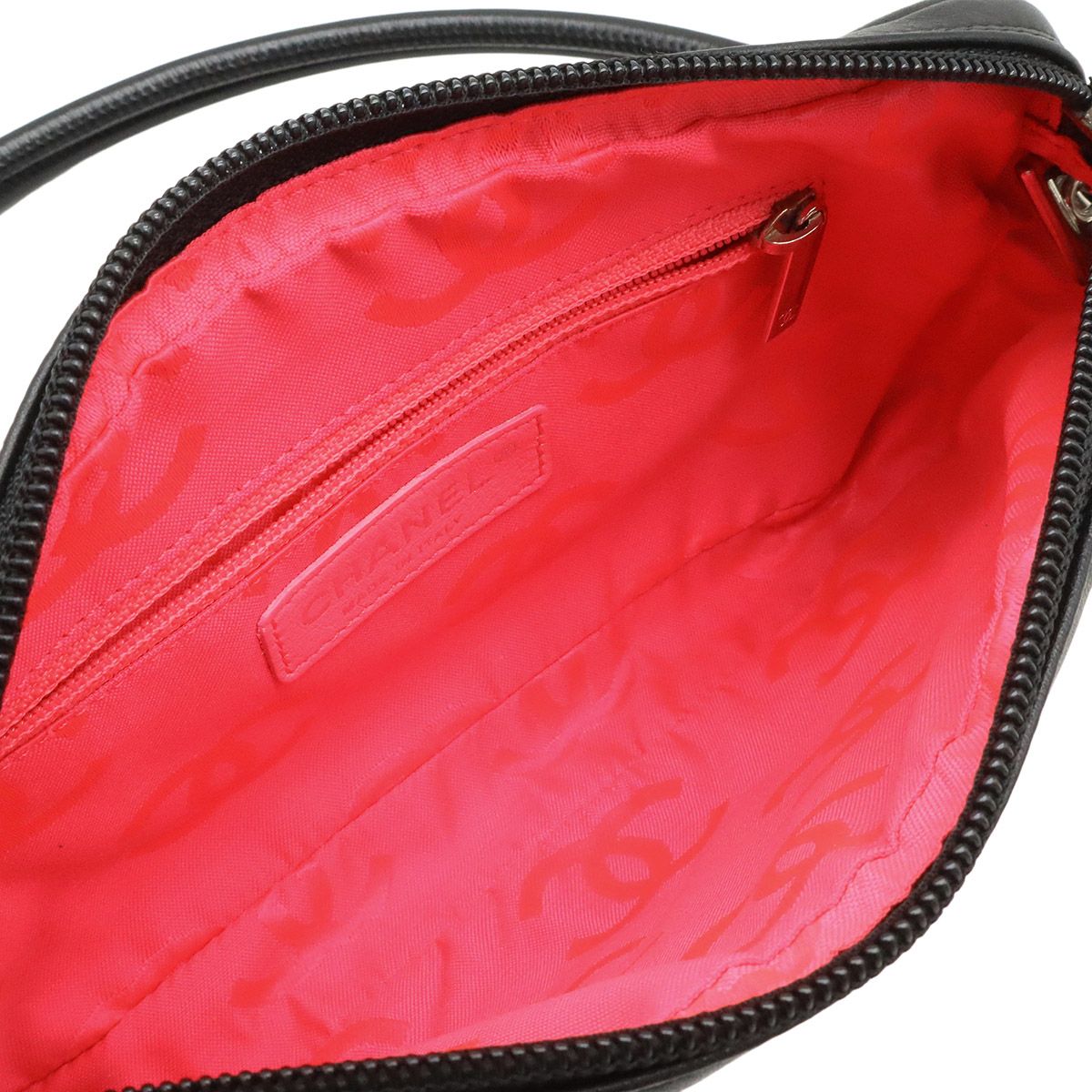 Chanel Cambon Line CC Logo Pouch Shoulder Bag Leather Black Silver — view 7