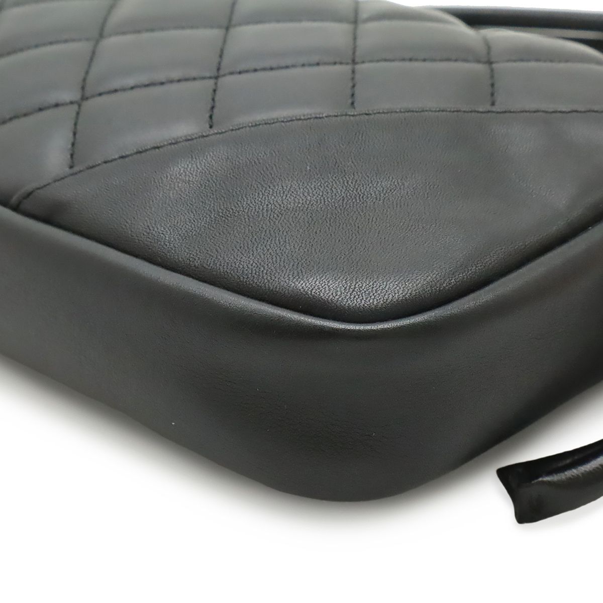 Chanel Cambon Line CC Logo Pouch Shoulder Bag Leather Black Silver — view 3