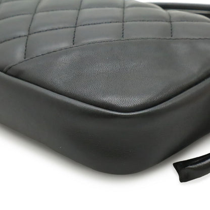 Chanel Cambon Line CC Logo Pouch Shoulder Bag Leather Black Silver — view 3