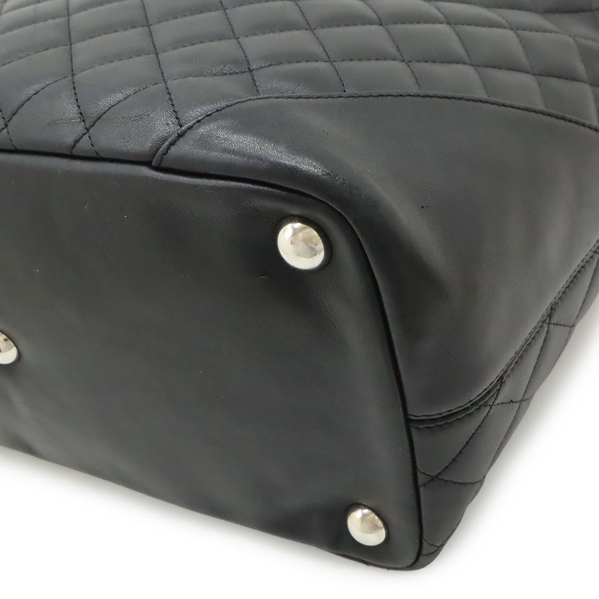 Chanel Cambon Line CC Logo Large Tote Shoulder Bag Soft Calf Black White Silver — view 3