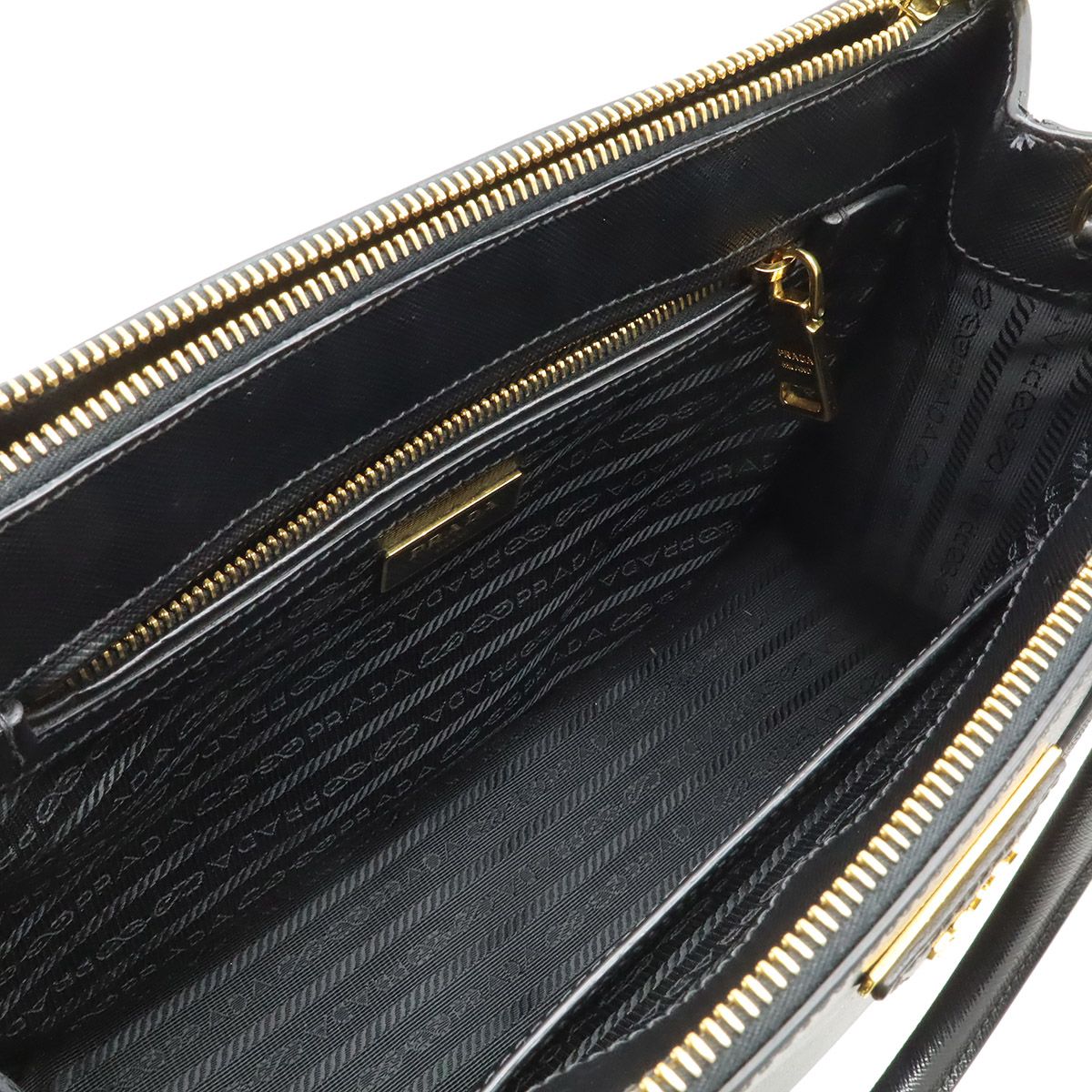 Prada Galleria Triangle Shoulder Bag Crossbody 2-Way Saffiano Leather Nero — view 6