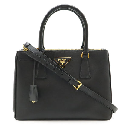 Prada Galleria Triangle Shoulder Bag Crossbody 2-Way Saffiano Leather Nero