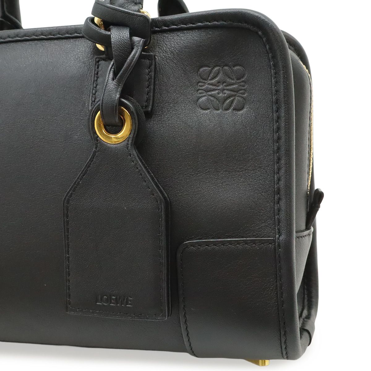 Loewe Amazona 23 Anagram Mini Boston 2-Way Shoulder Bag Leather Black Gold — view 9