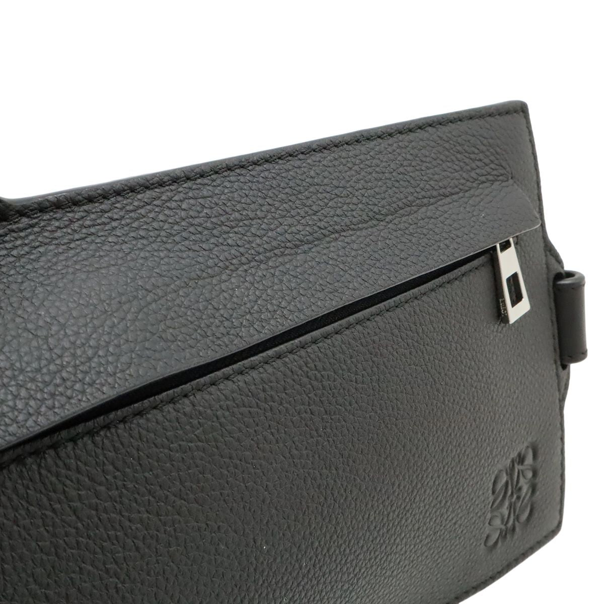 Loewe Anagram Vertical T Pocket Belt Bag Soft Gray Necklace Leather Black Silver — view 7