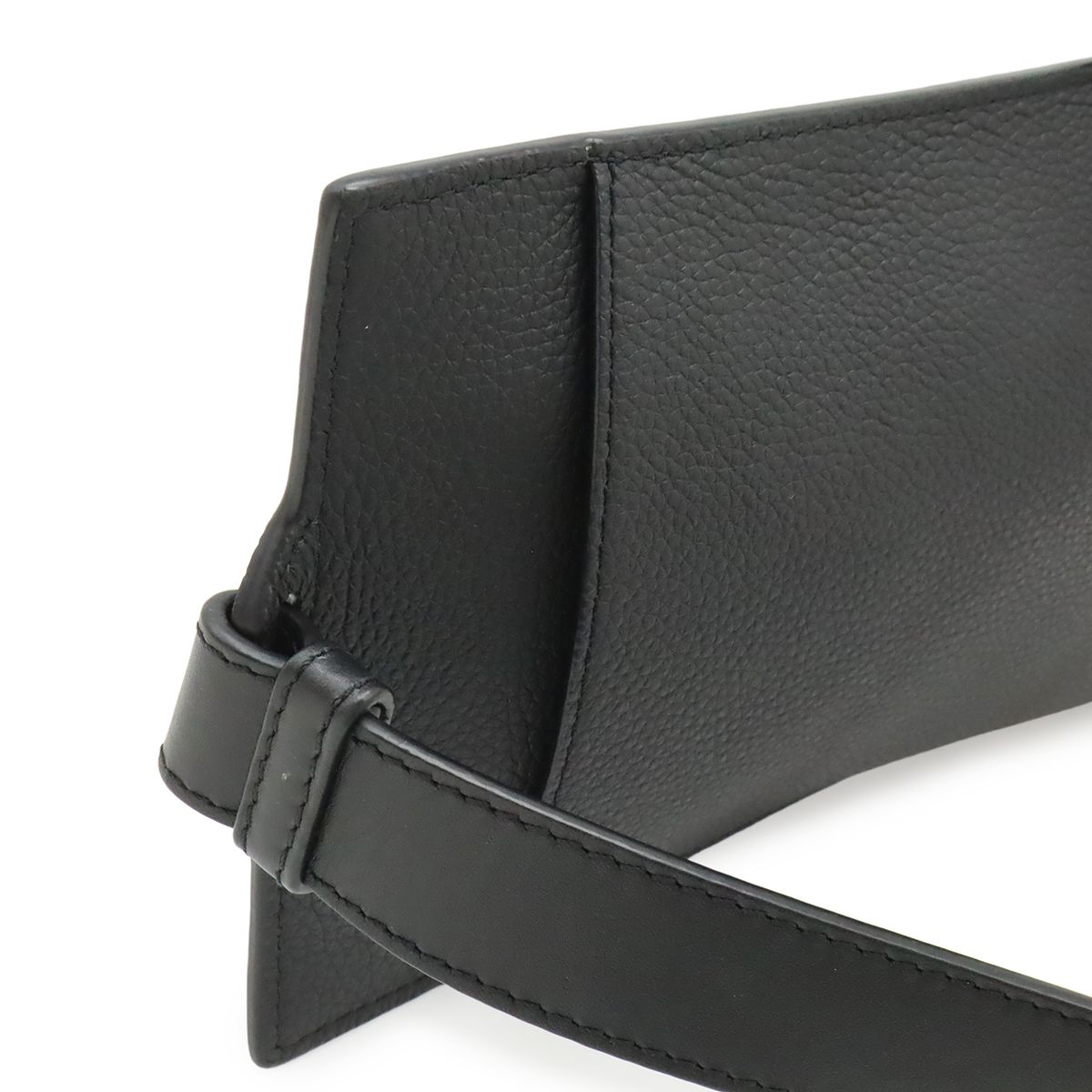 Loewe Anagram Vertical T Pocket Belt Bag Soft Gray Necklace Leather Black Silver — view 4