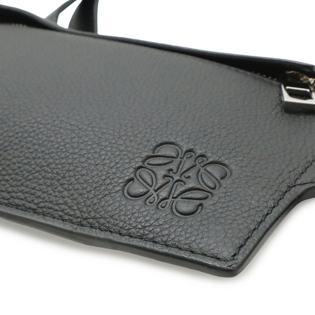 Loewe Anagram Vertical T Pocket Belt Bag Soft Gray Necklace Leather Black Silver — view 3