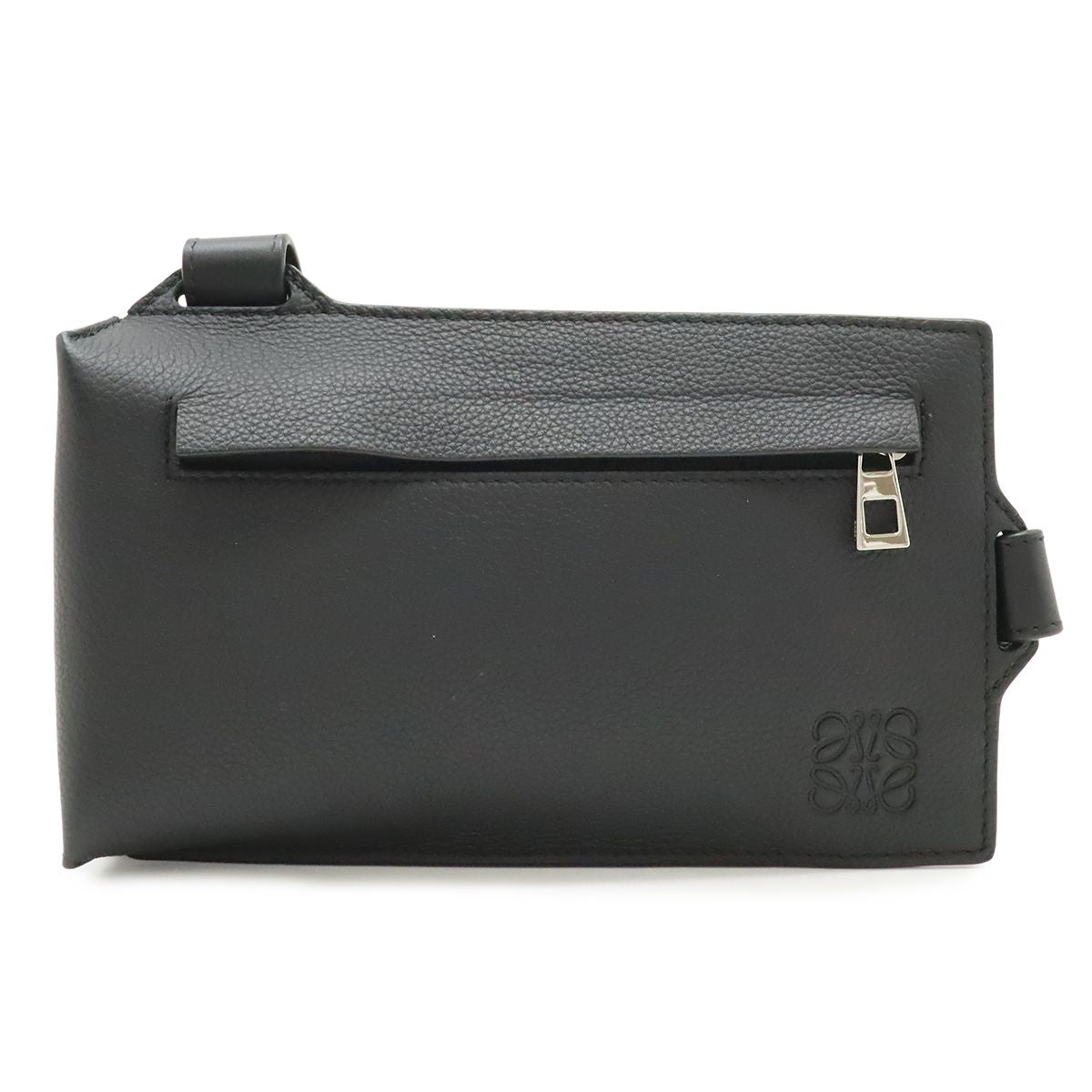 Loewe Anagram Vertical T Pocket Belt Bag Soft Gray Necklace Leather Black Silver