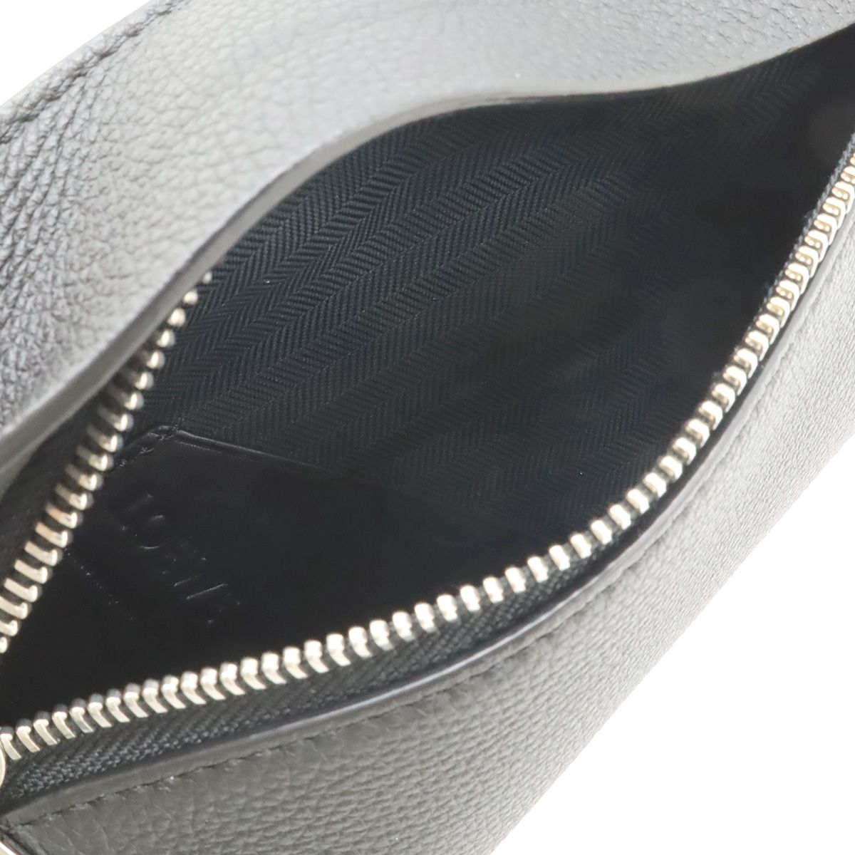 Loewe Anagram Vertical T Pocket Belt Bag Soft Gray Necklace Leather Black Silver — view 8
