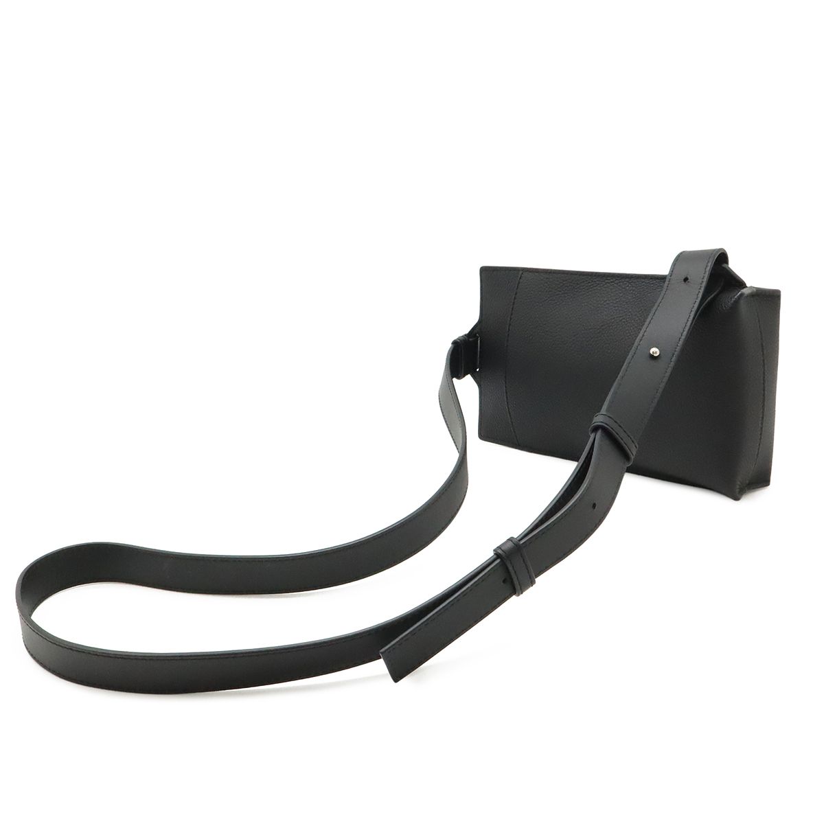 Loewe Anagram Vertical T Pocket Belt Bag Soft Gray Necklace Leather Black Silver — view 2