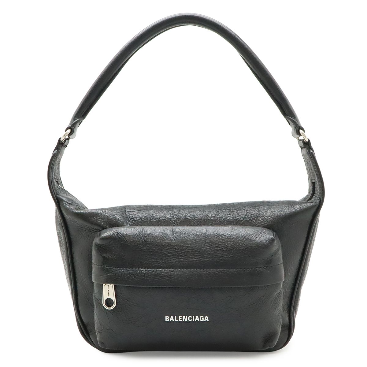 Balenciaga Raver Mediu Logo Print Shoulder Bag Leather Black