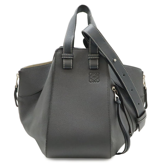 Loewe Hammock Small Drawstring Shoulder Bag Leather Black Silver