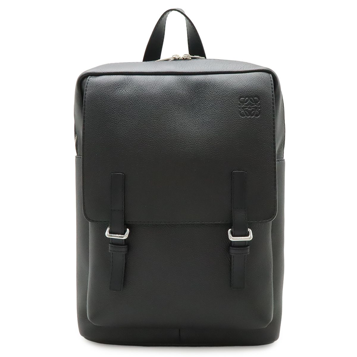Loewe Anagram Military Backpack Leather Black Silver