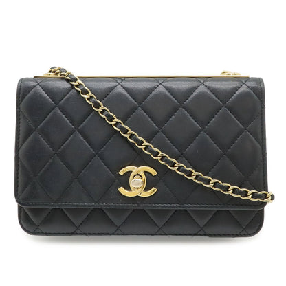 Chanel Trendy CC Quilted Chain Wallet Coin Purse Card Case Lambskin Leather