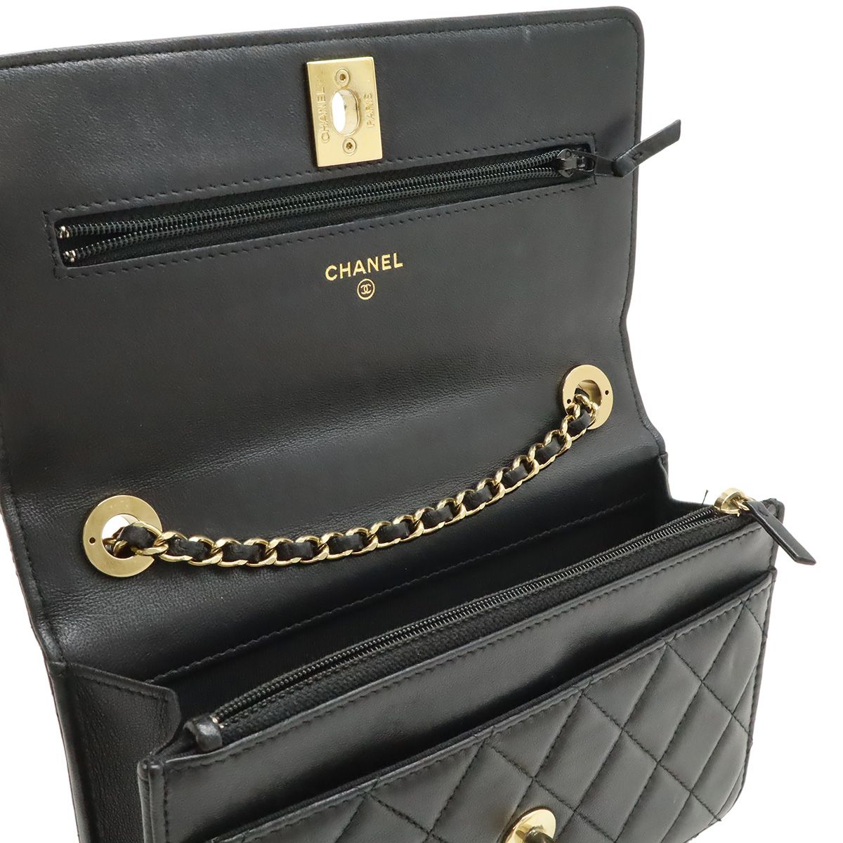 Chanel Trendy CC Quilted Chain Wallet Coin Purse Card Case Lambskin Leather — view 5