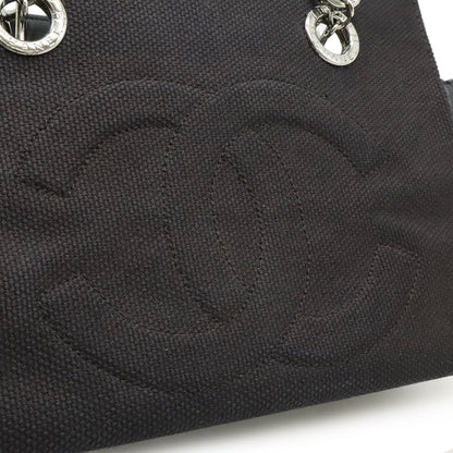 Chanel Choco Bar Chain Tote Quilted Net Canvas Leather Black — view 9