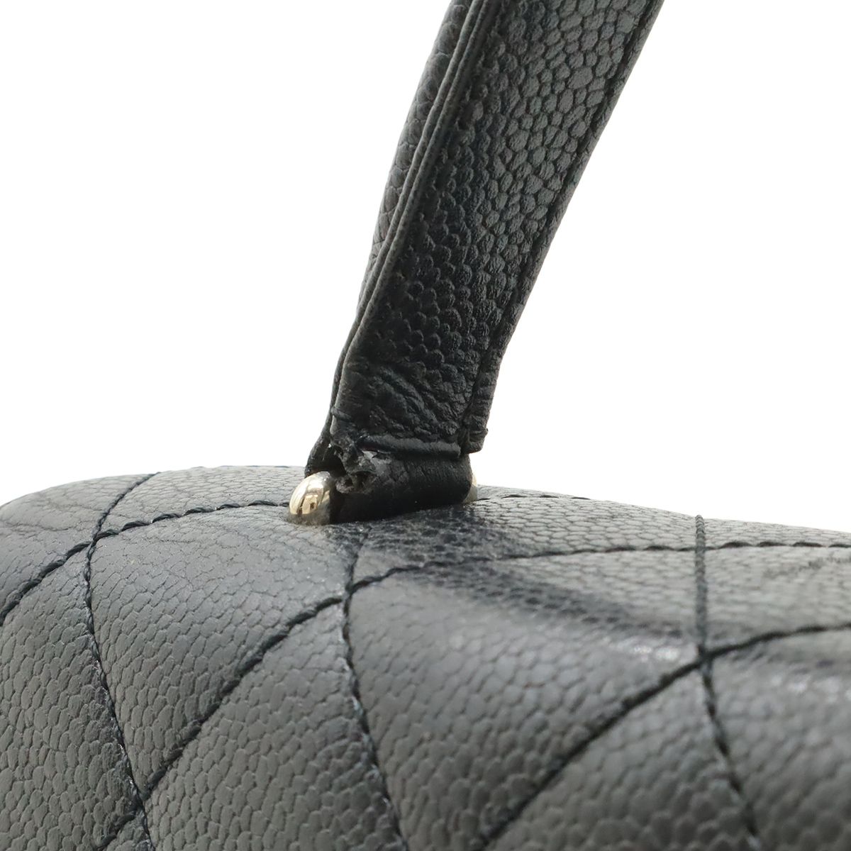 Chanel Quilted CC Logo Handbag Flap Bag Caviar Leather Black Silver — view 8