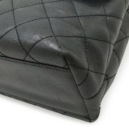 Chanel Quilted CC Logo Handbag Flap Bag Caviar Leather Black Silver — view 3