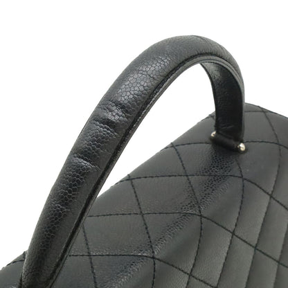 Chanel Quilted CC Logo Handbag Flap Bag Caviar Leather Black Silver — view 5
