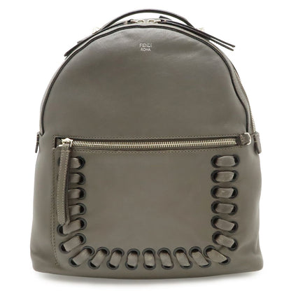 Fendi Visible Backpack Studs Leather Gray Silver
