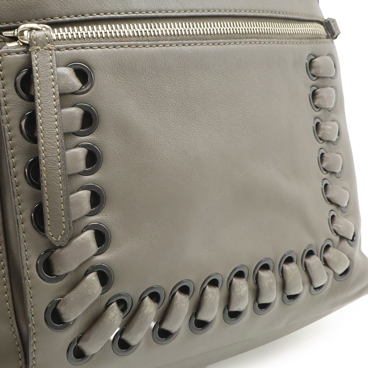 Fendi Visible Backpack Studs Leather Gray Silver — view 8