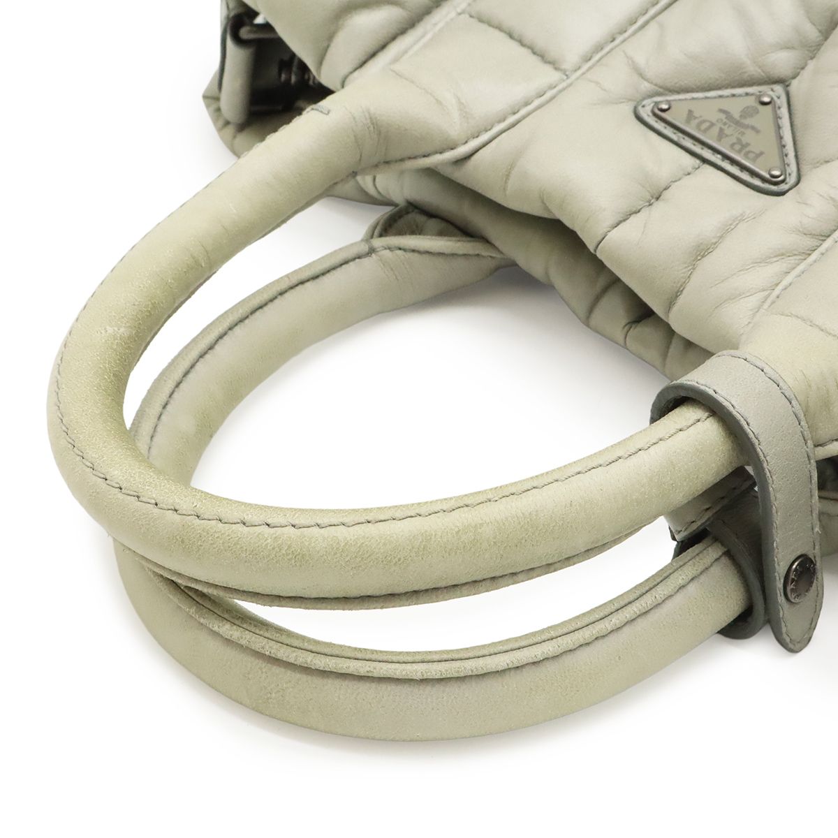 Prada Nappa Bomber Tote 2-Way Shoulder Bag Leather Nube Light Gray Silver — view 4
