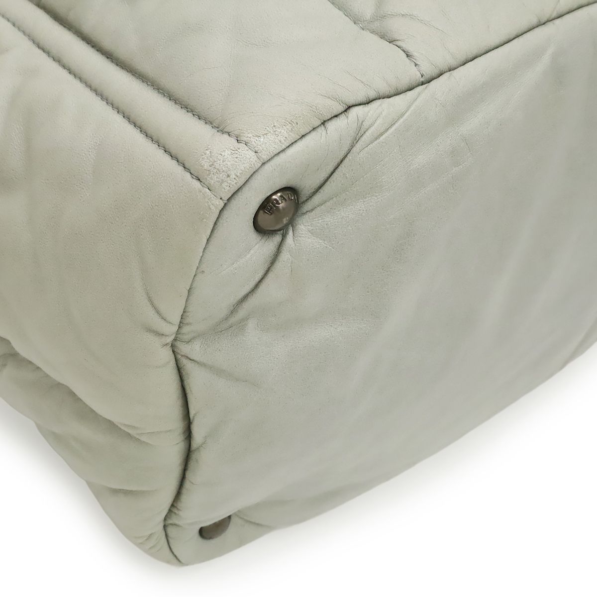 Prada Nappa Bomber Tote 2-Way Shoulder Bag Leather Nube Light Gray Silver — view 3