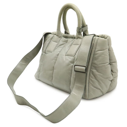 Prada Nappa Bomber Tote 2-Way Shoulder Bag Leather Nube Light Gray Silver — view 2