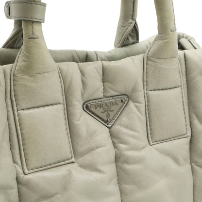Prada Nappa Bomber Tote 2-Way Shoulder Bag Leather Nube Light Gray Silver — view 8