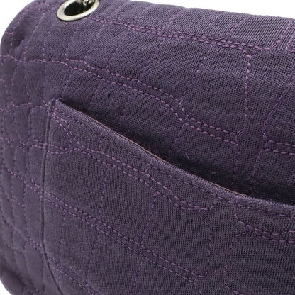 Chanel 2.55 Shoulder Bag Chain Crossbody Canvas Cotton Purple Silver — view 8