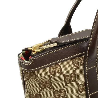 Gucci GG Canvas Tote Shoulder Bag Leather Beige Brown — view 5
