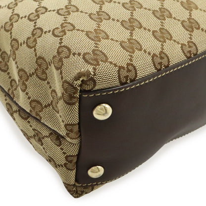 Gucci GG Canvas Tote Shoulder Bag Leather Beige Brown — view 3