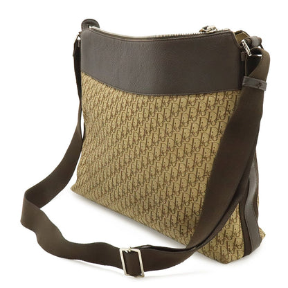 Dior Trotter Shoulder Bag Crossbody Jacquard Canvas Leather Brown Silver — view 2
