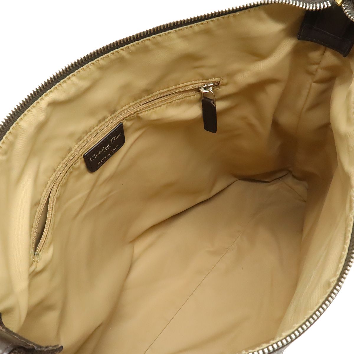 Dior Trotter Shoulder Bag Crossbody Jacquard Canvas Leather Brown Silver — view 6