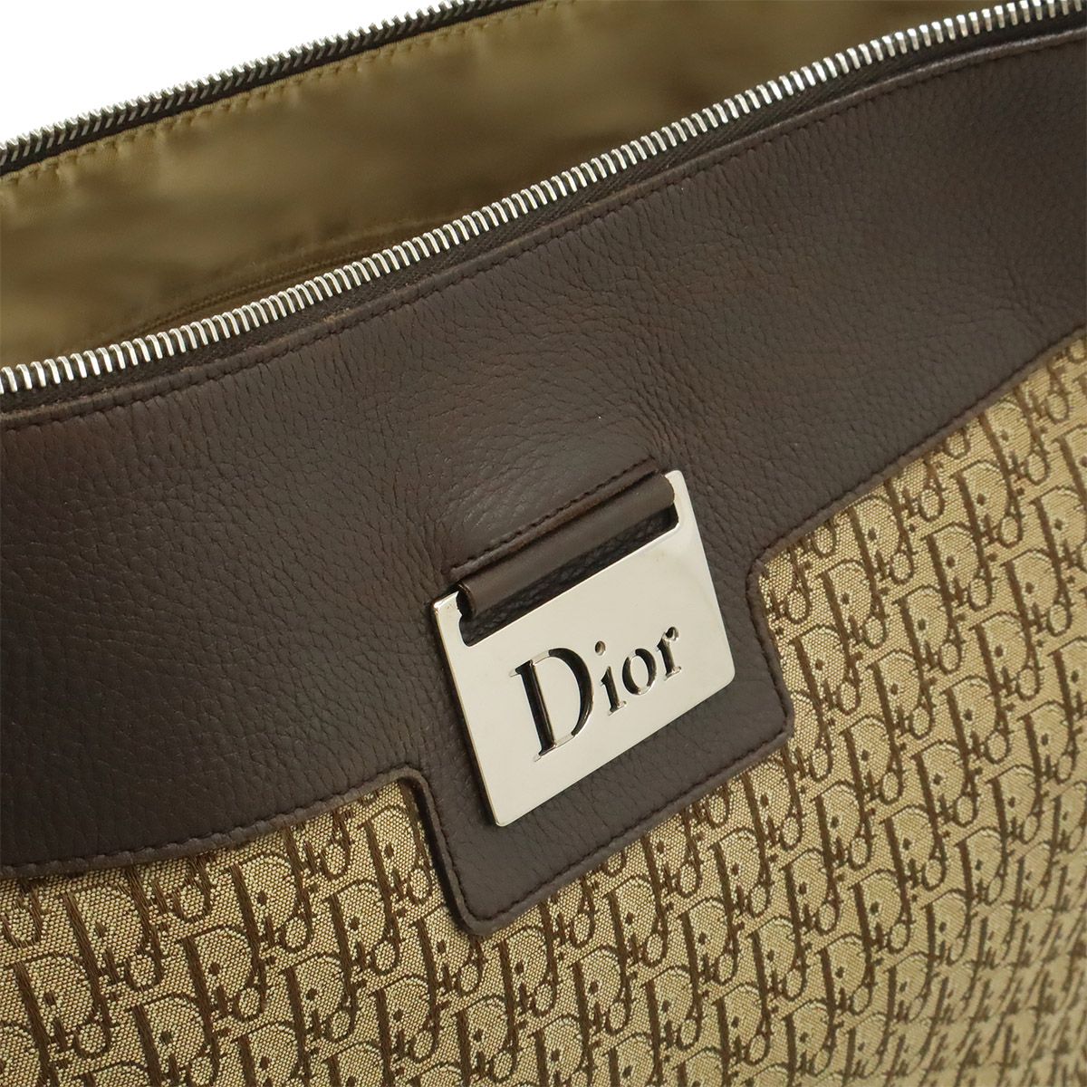 Dior Trotter Shoulder Bag Crossbody Jacquard Canvas Leather Brown Silver — view 9