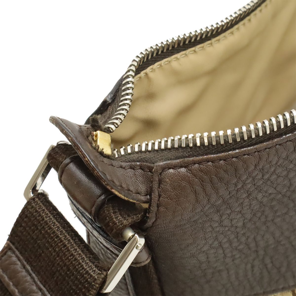 Dior Trotter Shoulder Bag Crossbody Jacquard Canvas Leather Brown Silver — view 8