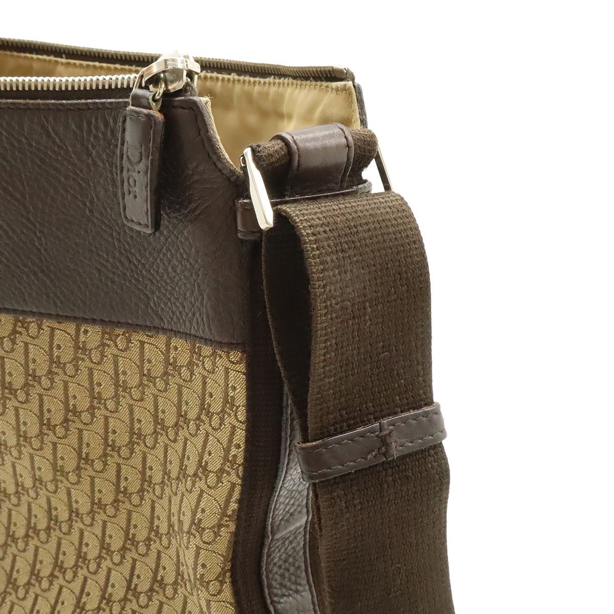 Dior Trotter Shoulder Bag Crossbody Jacquard Canvas Leather Brown Silver — view 4