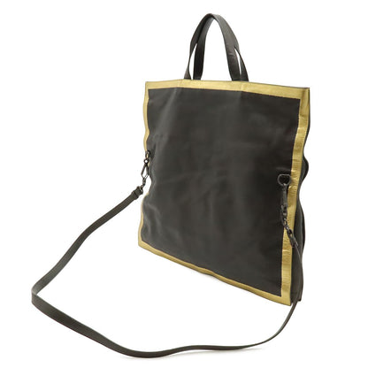 Bottega Veneta Tote Shoulder Bag Crossbody 2-Way Leather Dark Brown Gold with — view 2