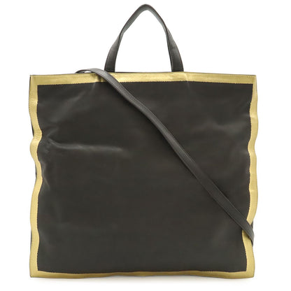Bottega Veneta Tote Shoulder Bag Crossbody 2-Way Leather Dark Brown Gold with