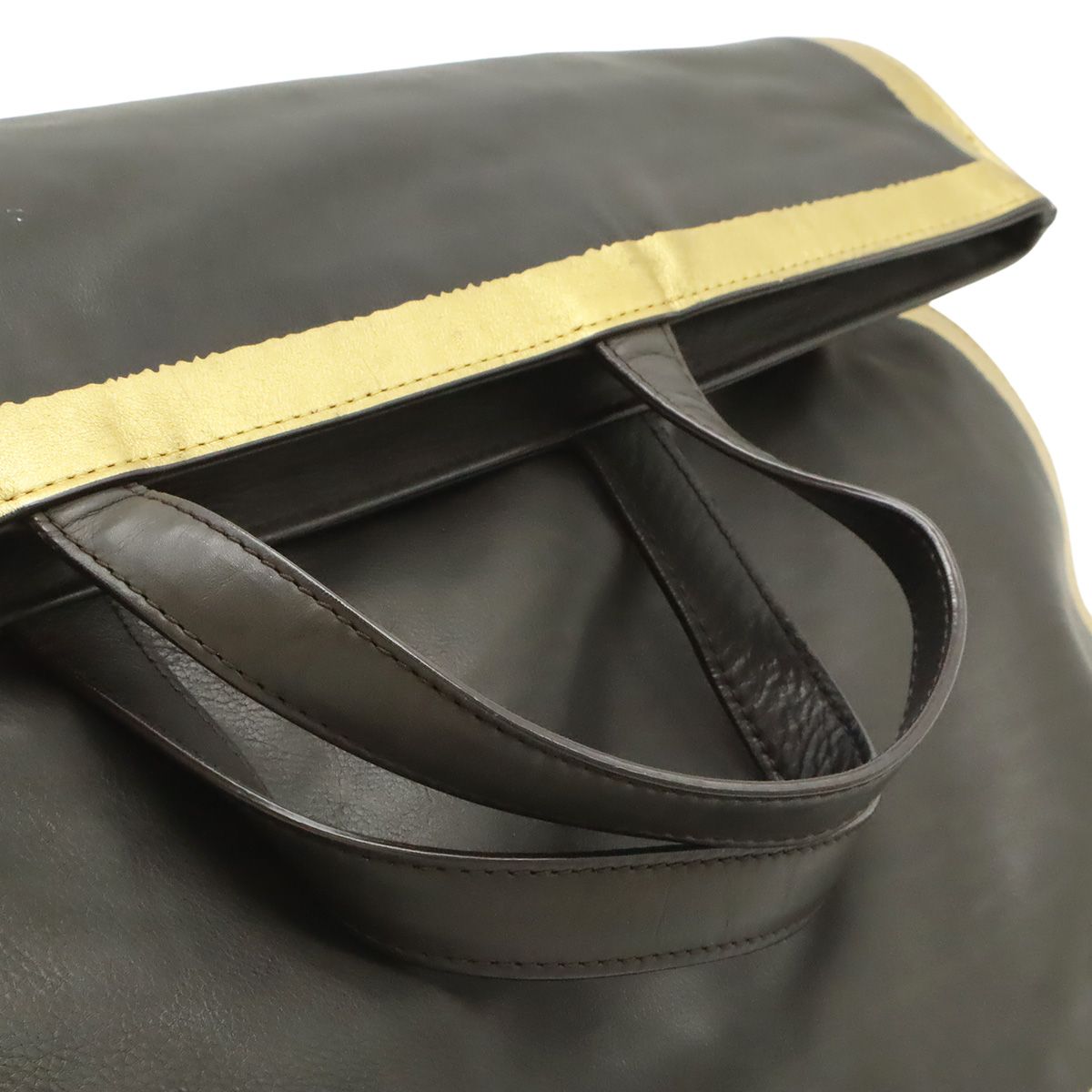 Bottega Veneta Tote Shoulder Bag Crossbody 2-Way Leather Dark Brown Gold with — view 5